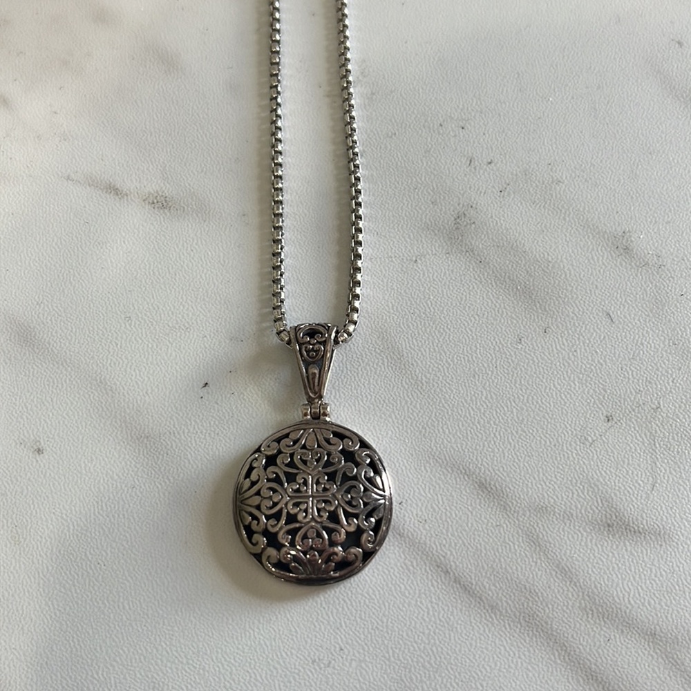 925 silver medallion Floral pendant necklace Y jewelry